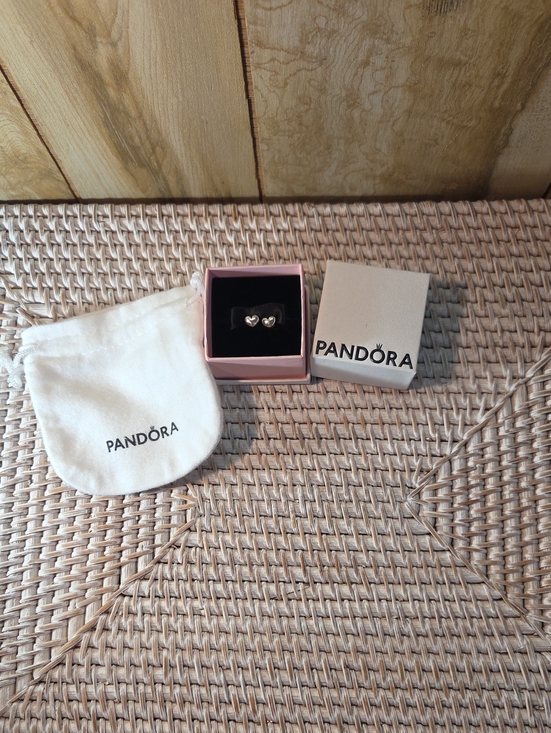 Pandora Jewelry - Pandora 925 Ale Silver Heart Stud Earrings with Pink Gift Box